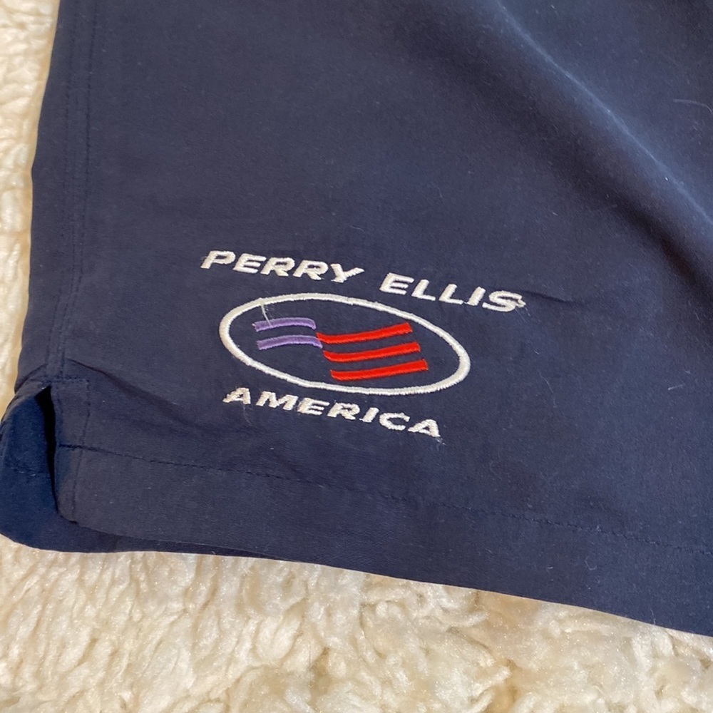 PERRY ELLIS AMERICA  XXL DRAWSTRING SWIM TRUNKS NAVY BLUE YELLOW RED TAN… - Picture 2 of 12